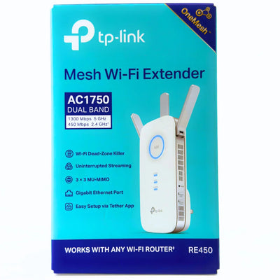 موسع نطاق واي فاي TP-Link AC1750 RE450 - معزز إشارة ثنائي النطاق للمنزل والمكتب | أفضل سعر في المملكة العربية السعودية