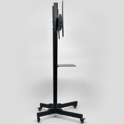 حامل تلفزيون متحرك شديد التحمل بعجلات ورف، مناسب لأجهزة التلفزيون من 32 إلى 75 بوصة